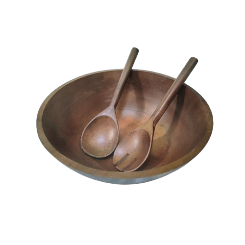 ACACIA WOOD BOWL WITH SPOON (POLISH)